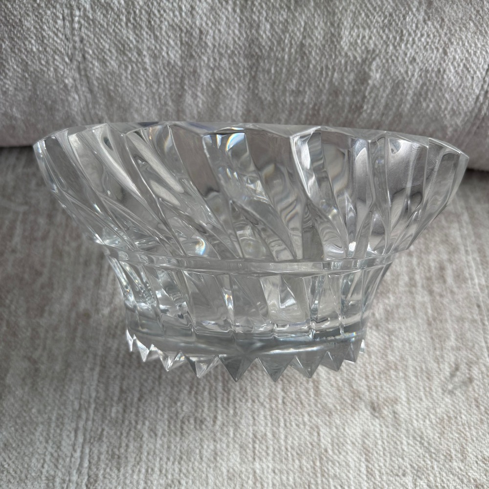 Vintage Mikasa Ranier Clear Cut Crystal Glasswear Swirl Bowl Heavy